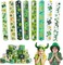 48pcs St. Patrick's Day Slap Bracelets, Lucky Shamrock Kids Snap Wristbands Toys for Irish St. Patty Party Supply